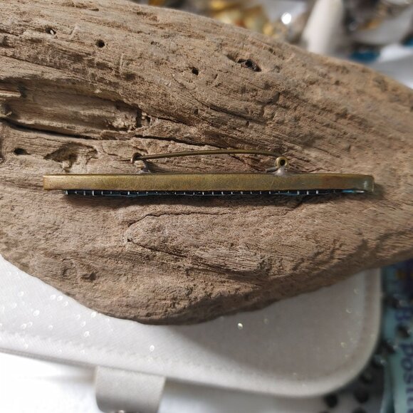 Antique Micro Mosaic Floral Bar Brooch Pin Gold Tone Italy Handmade Jewelry - Picture 15 of 16